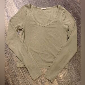 Cotton On Green Fitted Long Sleeve Blouse, size small